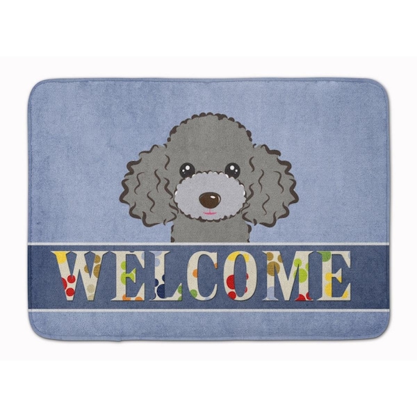 Carolines Treasures Silver and Grey Poodle Welcome Machine Washable Memory Foam Mat BB1445RUG - main